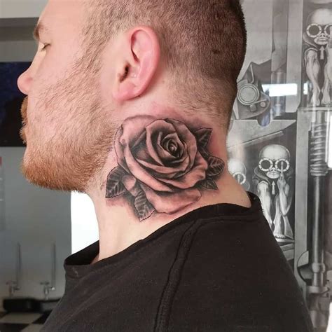 rose tattoo for men|rose tattoo on neck male.